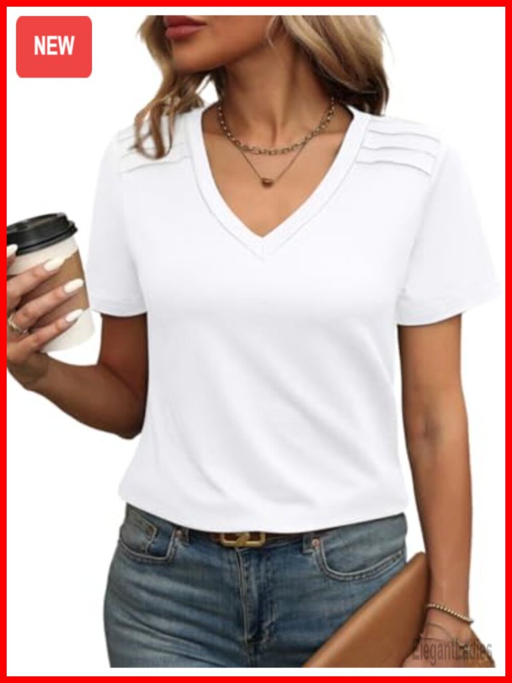 Womens V Neck Pleated Short Sleeve Blouse Business Casual Top